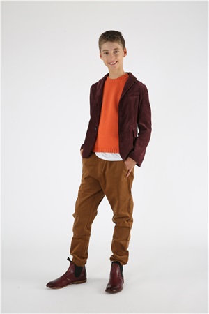 Trousers with straps in brown color