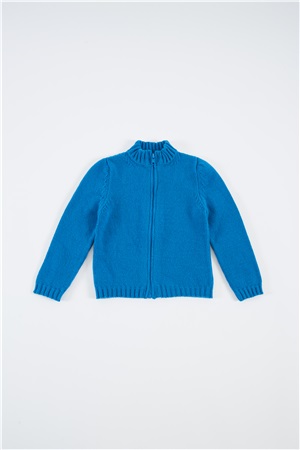 Bomber jacket in wool with zip sky
