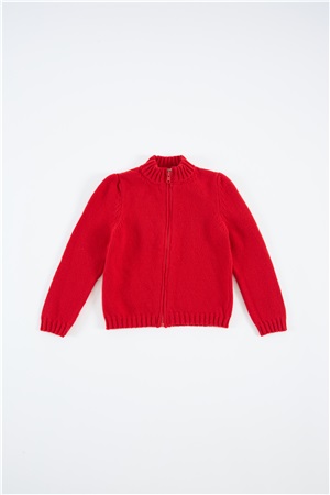 Bomber jacket in wool with zip regal red