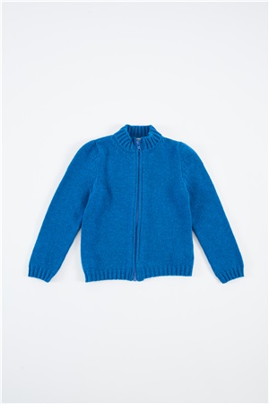 Bomber jacket in wool with zip neptune