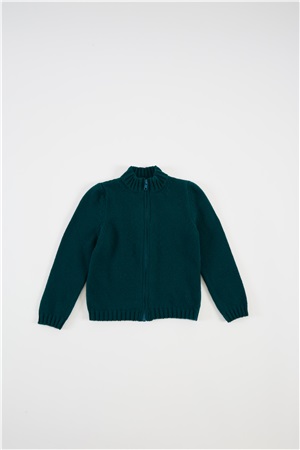 Bomber jacket in wool with zip spruce
