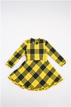 Tartan Dress with zip in the back  yellow and black