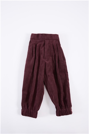 Low crotch trousers in aubergin 
