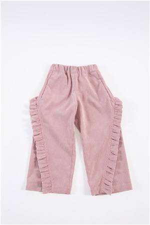 Trousers with ruffles in baby pink color