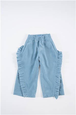 Trousers with ruffles light blu