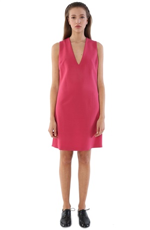 STRAIGHT DRESS LONG V NECK 
