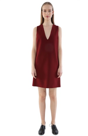 STRAIGHT DRESS LONG V NECK