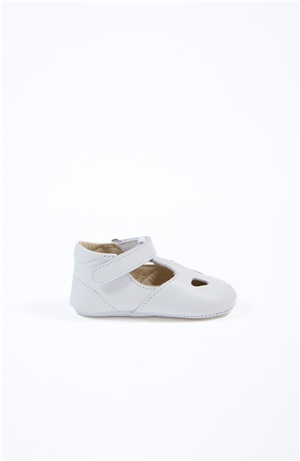 White Baby T-Bar Shoe in Soft Leather