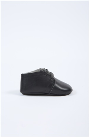 BABY SHOES LACE UP in black calf
