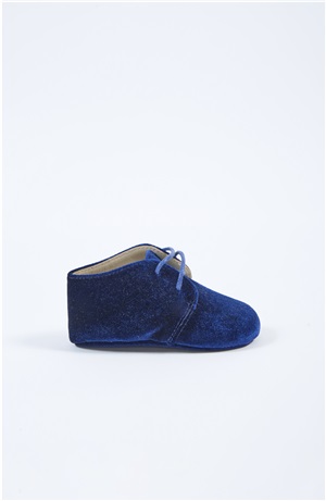 BABY SHOES LACE UP IN BLU VELVET