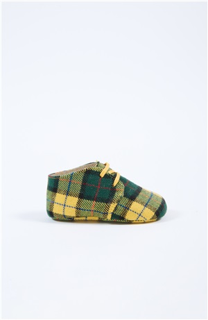 BABY SHOES LACE UP IN YELLOW TARTAN