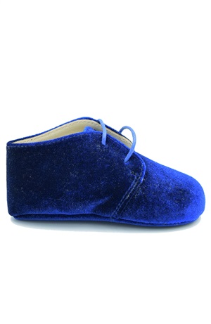 BABY SHOES LACE UP IN BLU VELVET