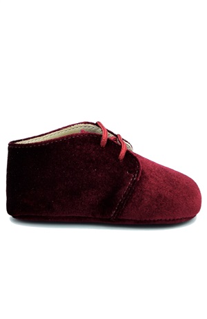 BABY SHOES LACE UP IN BORDEAUX VELVET