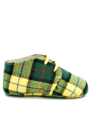 BABY SHOES LACE UP IN YELLOW TARTAN