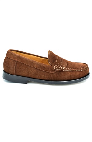 Goodyear welted penny loafers in suede brown