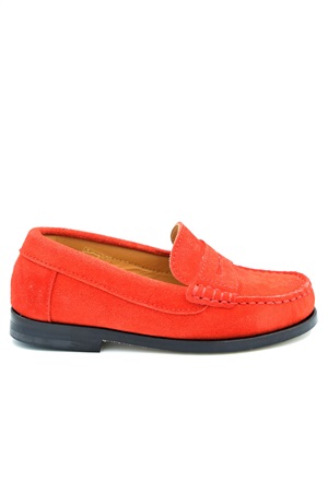 Goodyear welted penny loafers in red suede