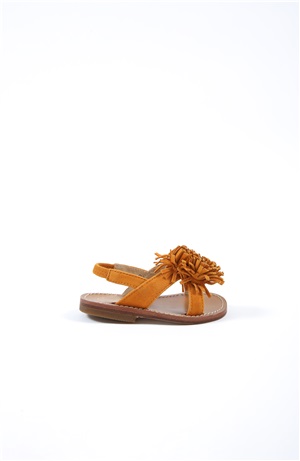 Toddler Suede Sandal with Fringed Flower