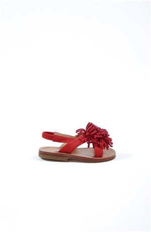 Toddler Suede Sandal with Fringed Flower