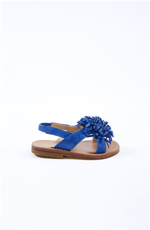 Toddler Suede Sandal with Fringed Flower