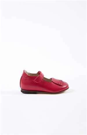 BALLERINA WITH STRAPS AND FRINGE  RED